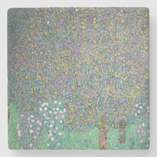Gustav Klimt - Rosebuskar under Träd Stenunderlägg