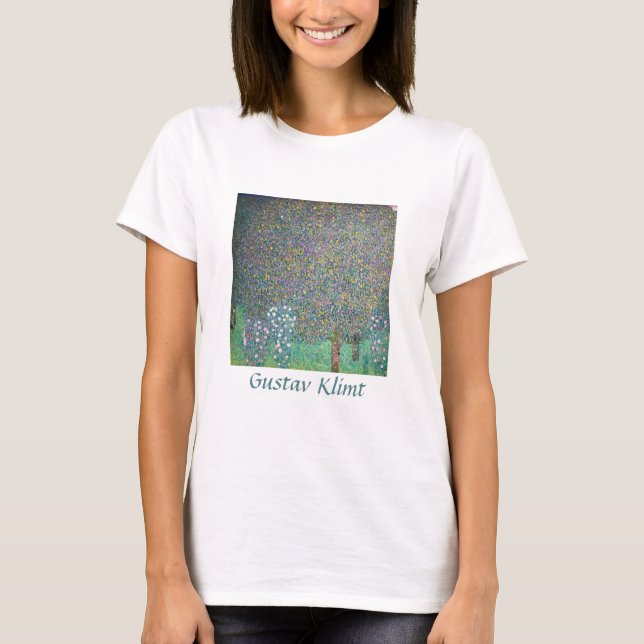Gustav Klimt - Rosebuskar under Träd T Shirt (Framsida)