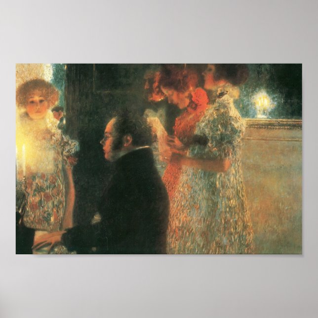 Gustav Klimt- Schubert vid Piano II Poster (Framsidan)