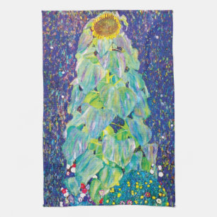 Gustav Klimt - Solrosen Finkonstmålning Kökshandduk