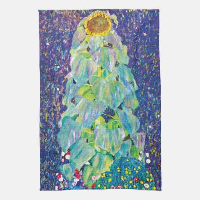 Gustav Klimt - Solrosen Finkonstmålning Kökshandduk (Vertikal)