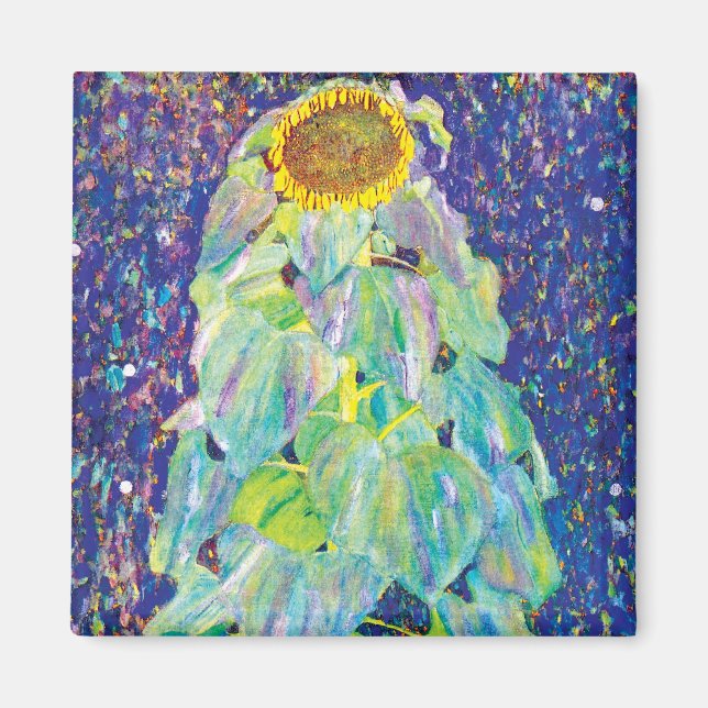 Gustav Klimt - Solrosen Finkonstmålning Magnet (Framsidan)