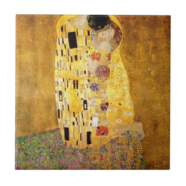Gustav Klimt som kyssen belägger med tegel Kakelplatta (Framsidan)