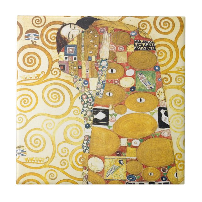 Gustav Klimt som sovar damkeramik Kakelplatta (Framsidan)