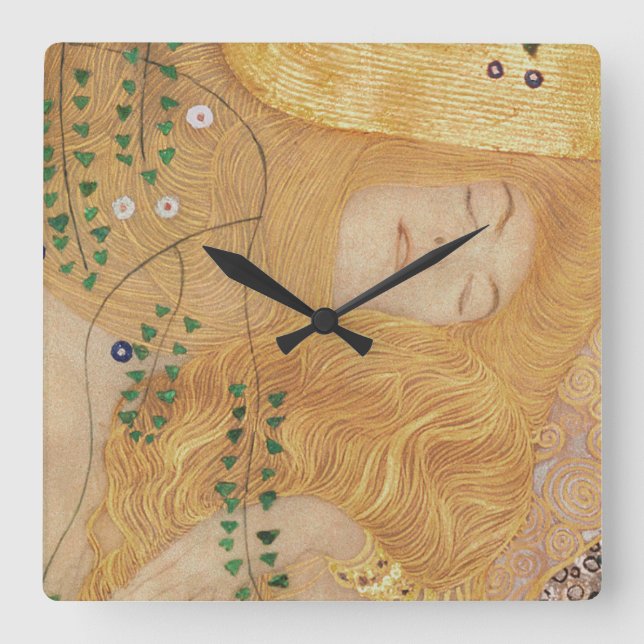 Gustav Klimt | specificerar av vattenormar mig Fyrkantig Klocka (Framsida)