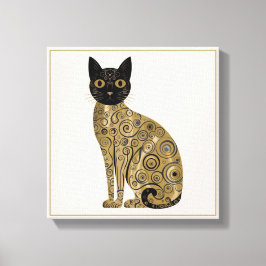 Gustav Klimt Stil Black Cat Art Canvastryck