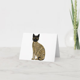 Gustav Klimt Stil Black Cat Art Kort