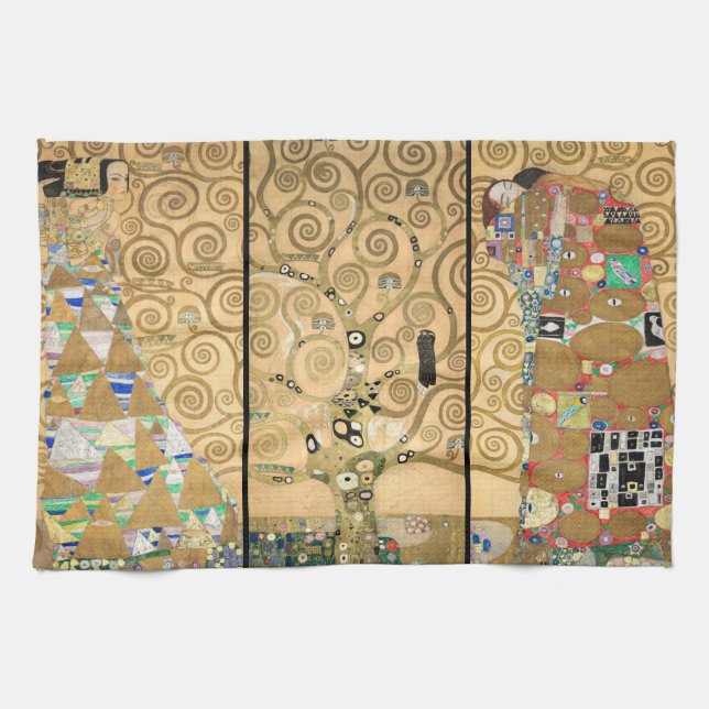 Gustav Klimt - Stoclet Frieze Livets träd Kökshandduk (Horisontell)