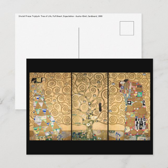 Gustav Klimt - Stoclet Frieze Livets träd Vykort (Fram/baksida)