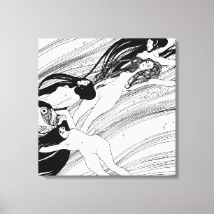 Gustav Klimt - Surreal japansk konst av fiskblodet Canvastryck