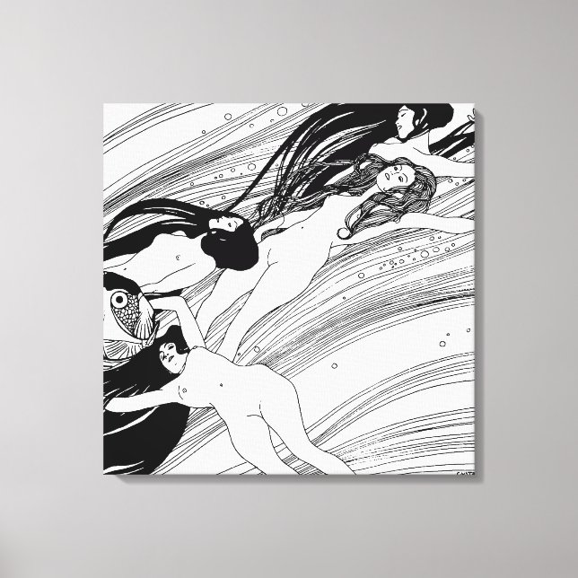 Gustav Klimt - Surreal japansk konst av fiskblodet Canvastryck (Framsida)