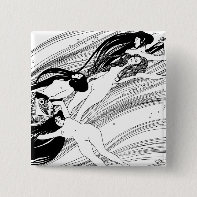 Gustav Klimt - Surreal japansk konst av fiskblodet Knapp (Framsida)