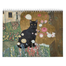 Gustav Klimt Svart Katt I en Blomsterträdgård, Kat