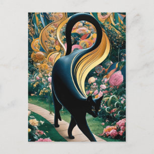 Gustav Klimt Svart Katt I en Blomsterträdgård, Kat Vykort