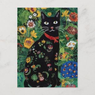 Gustav Klimt Svart Katt I en Blomsterträdgård, Kat Vykort