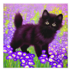 Gustav Klimt Svart Kattunge Fototryck