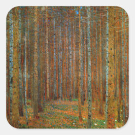 Gustav Klimt - Tannenwald Gräs Forest Fyrkantigt Klistermärke