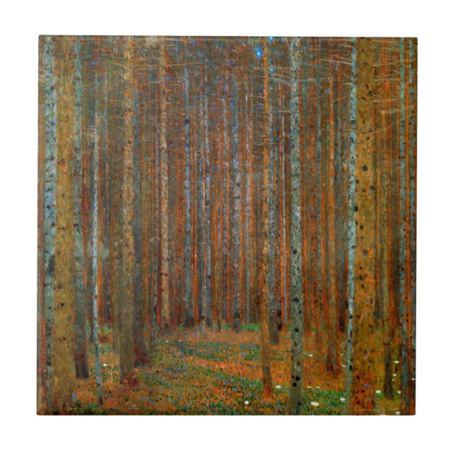 Gustav Klimt - Tannenwald Gräs Forest Kakelplatta (Framsidan)