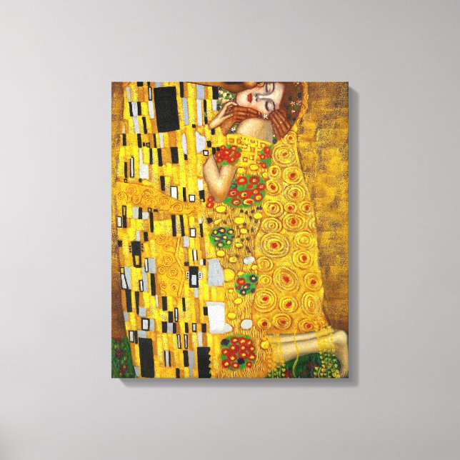 Gustav Klimt The Kiss (1907-1908) Canvastryck (Framsida)