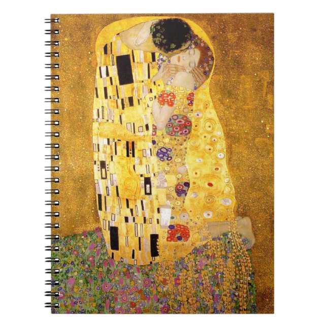 Gustav Klimt the Kiss Classic Painting Anteckningsbok Med Spiral (Framsidan)