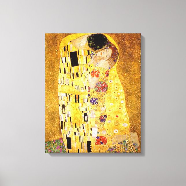Gustav Klimt the Kiss Classic Painting Canvastryck (Framsida)