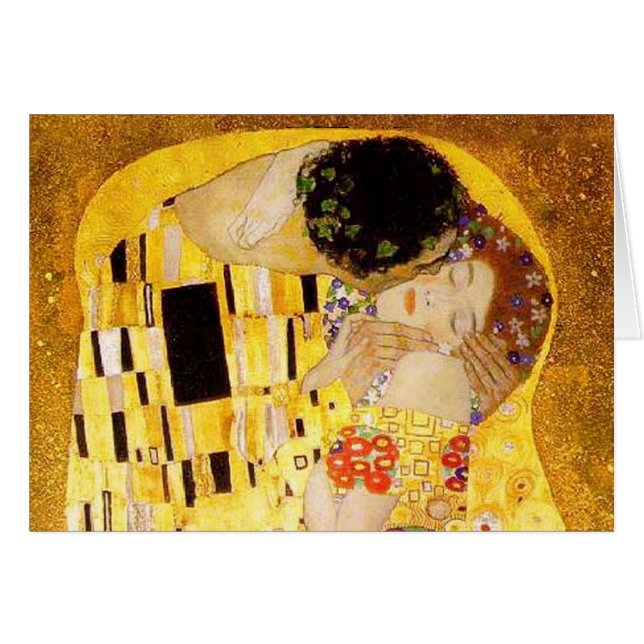 Gustav Klimt the Kiss Classic Painting Hälsningskort (Framsidan Horizontal)