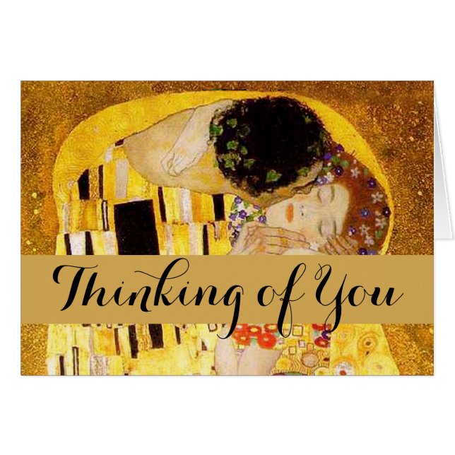 Gustav Klimt the Kiss Classic Painting Hälsningskort (Framsidan Horizontal)