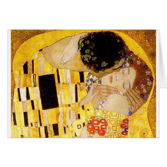 Gustav Klimt the Kiss Classic Painting Hälsningskort (Framsidan Horizontal)