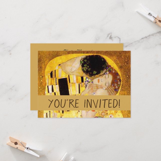 Gustav Klimt the Kiss Classic Painting Inbjudningar (Fram/Back In Situ)