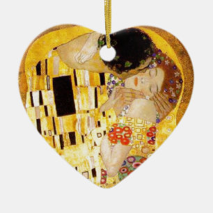 Gustav Klimt the Kiss Classic Painting Julgransprydnad Keramik
