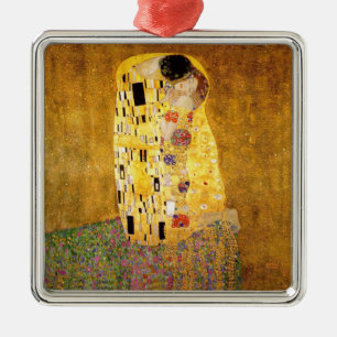 Gustav Klimt the Kiss Classic Painting Julgransprydnad Metall
