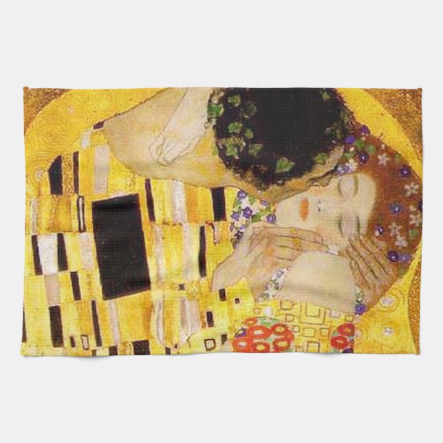 Gustav Klimt the Kiss Classic Painting Kökshandduk (Horisontell)