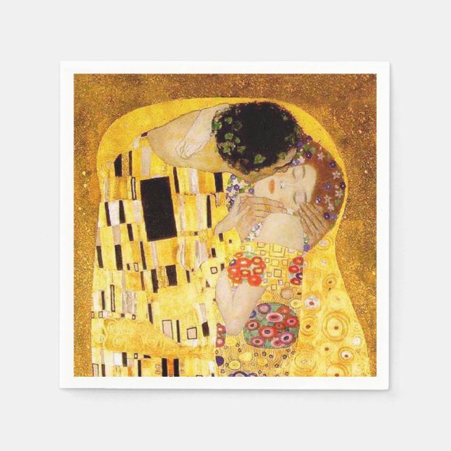 Gustav Klimt the Kiss Classic Painting Pappersservett (Framsidan)
