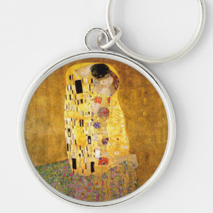 Gustav Klimt the Kiss Classic Painting Rund Silverfärgad Nyckelring