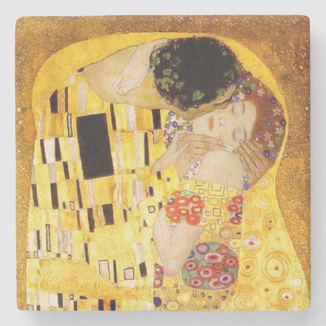 Gustav Klimt the Kiss Classic Painting Stenunderlägg (Framsidan)