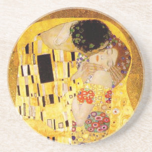 Gustav Klimt the Kiss Classic Painting Underlägg Sandsten