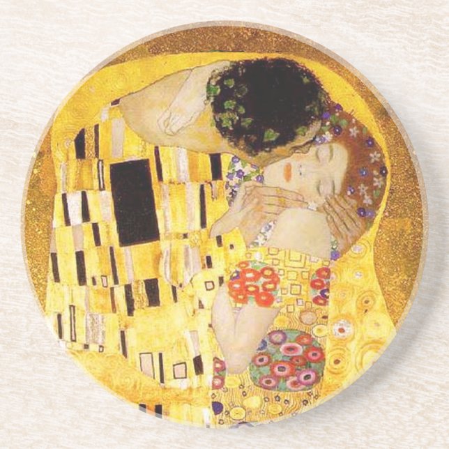 Gustav Klimt the Kiss Classic Painting Underlägg Sandsten (Framsidan)
