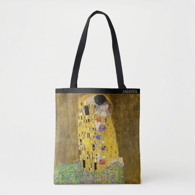 Gustav Klimt – The Kiss – Custom Text Tygkasse (Framsida)