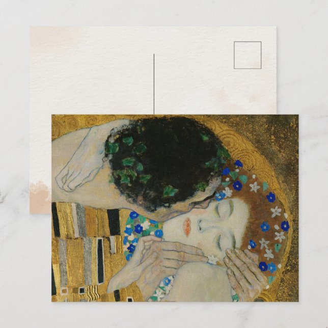 Gustav Klimt-The Kiss (detaljer) | Guld Löv Artwor Vykort (Fram/baksida)