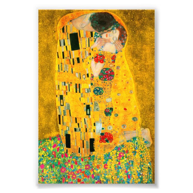 Gustav Klimt the Kiss Fototryck (Framsidan)