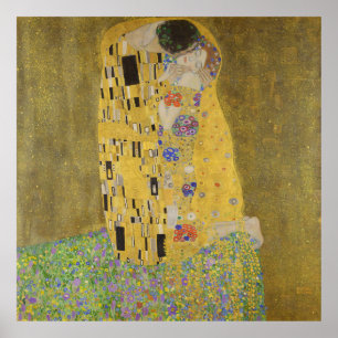 Gustav Klimt-The Kiss   Guld Löv Artwork Poster