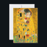 Gustav Klimt the Kiss Inbjudningar<br><div class="desc">Kort med Gustav Klimts oljemålning med guld löv Kiss (1908). En man och kvinna,  som bär briljant gyllene färg,  tar gärna till sig och kysser i ett fält av blommor. En underbar gåva till fläkt av Art nouveau och österrikisk konst.</div>