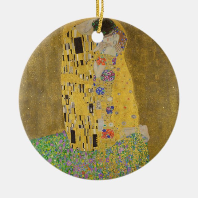 Gustav Klimt "The Kiss" Julgransprydnad Keramik (Framsidan)