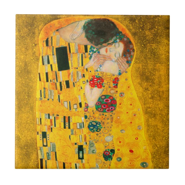 Gustav Klimt the Kiss Kakelplatta (Framsidan)