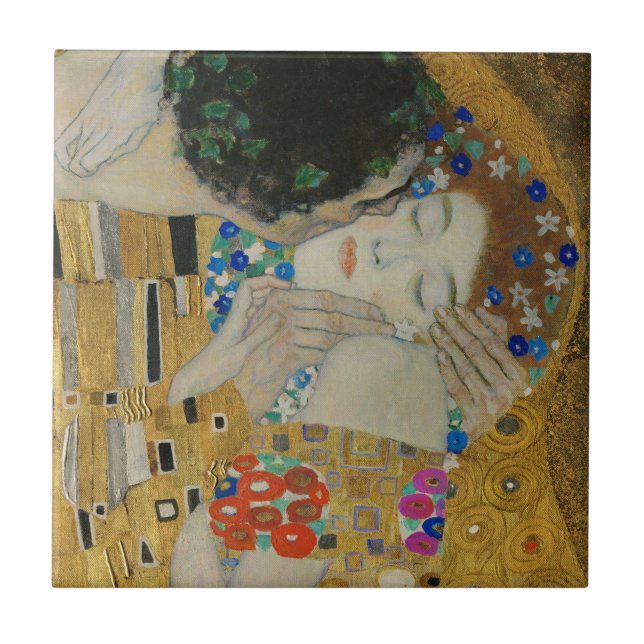 Gustav Klimt the Kiss Kakelplatta (Framsidan)