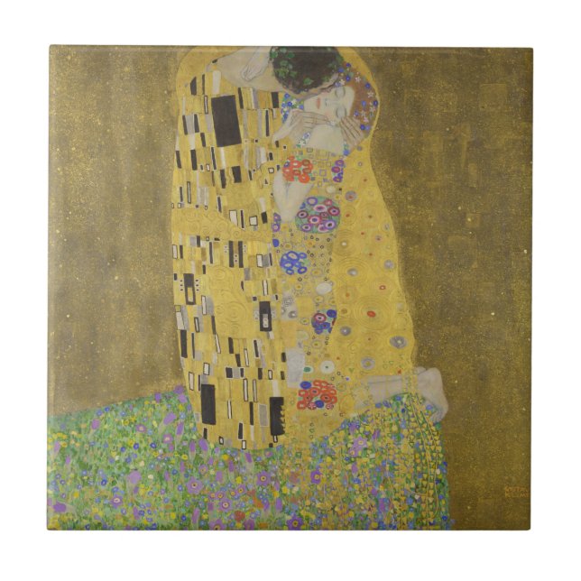 Gustav Klimt "The Kiss" Kakelplatta (Framsidan)