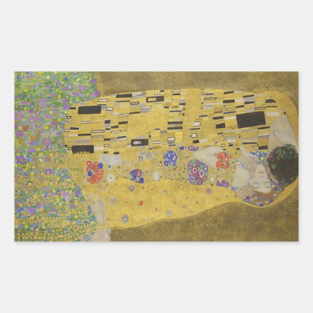 Gustav Klimt "The Kiss" Rektangulärt Klistermärke (Framsida)