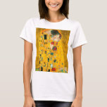Gustav Klimt the Kiss T Shirt<br><div class="desc">T-Shirt med Gustav Klimts oljemålning med guld löv Kiss (1908). En man och kvinna,  som bär briljant gyllene färg,  tar gärna till sig och kysser i ett fält av blommor. En underbar gåva till fläkt av Art nouveau och österrikisk konst.</div>