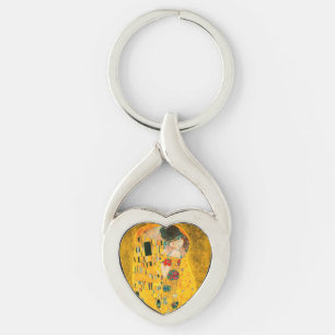 Gustav Klimt the Kiss Twisted Heart Silverfärgad Nyckelring