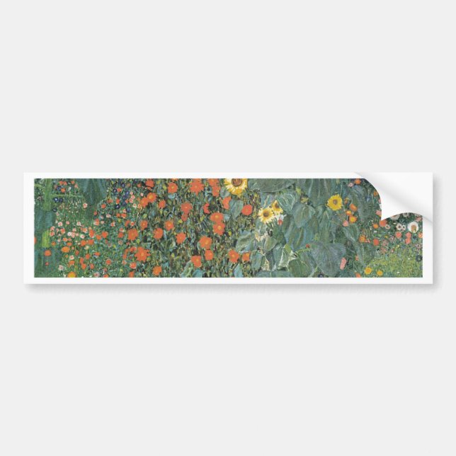 Gustav Klimt - trädgårds- solrosblommor för land Bildekal (Framsidan)